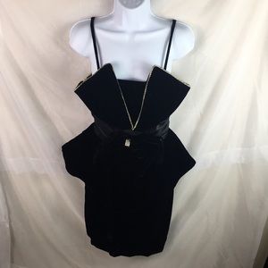 Night Way Black Velvet Cocktail Dress Size 6